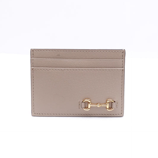 Pre-owned Gucci Horsebit 1955 Grey Calfskin Card Holder