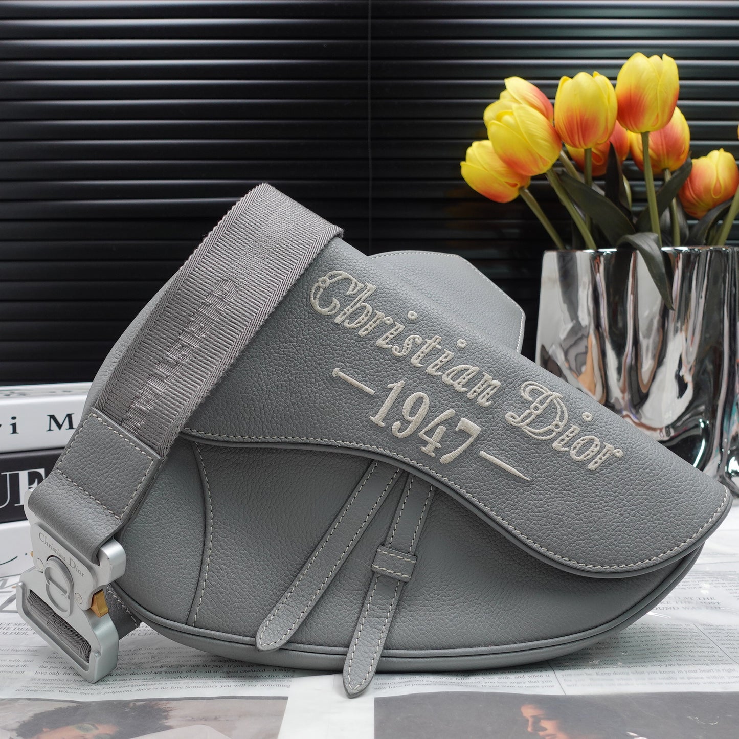 【Bundle】Dior Saddle Gray Crossbody Bag + Louis Vuitton Limited Edition KEEPALL BANDOULIèRE 25