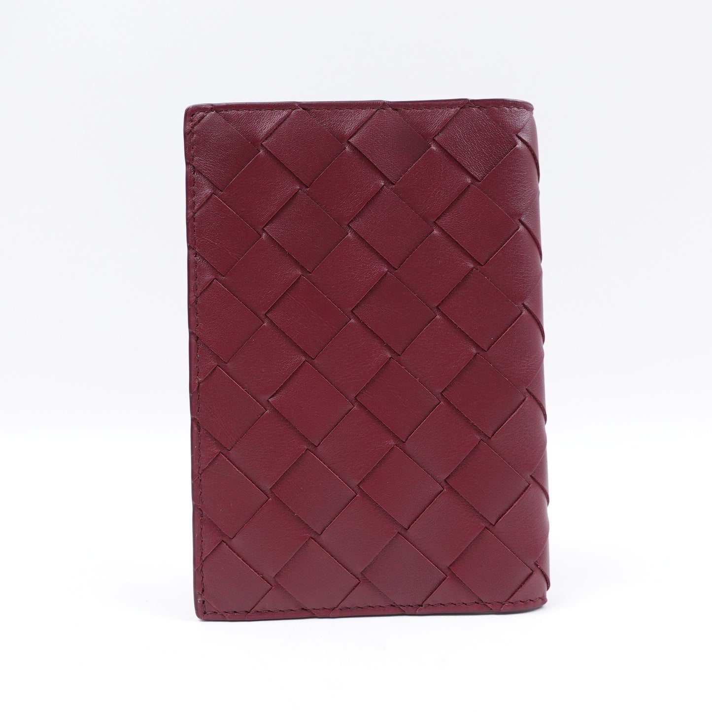 Pre-owned Bottega Veneta Burgundy Lambskin Passport Holder