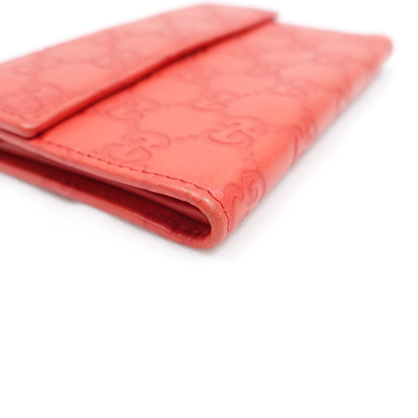 Pre-owned Gucci Inprint Red Calfskin Short Wallet