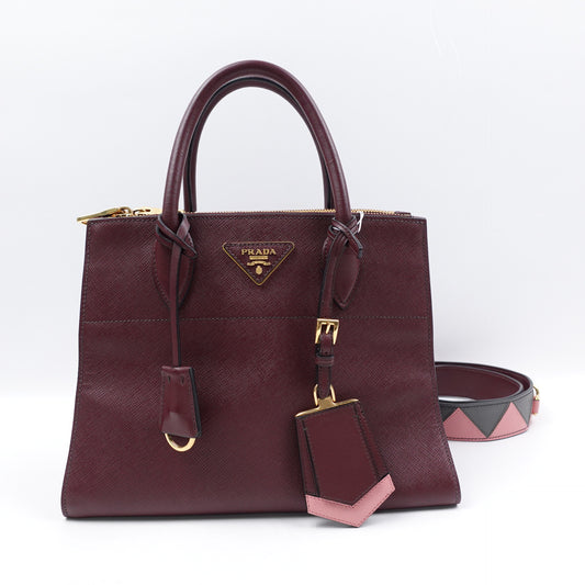 Pre-owned Prada Paradigme Burgundy Calfskin Tote Bag