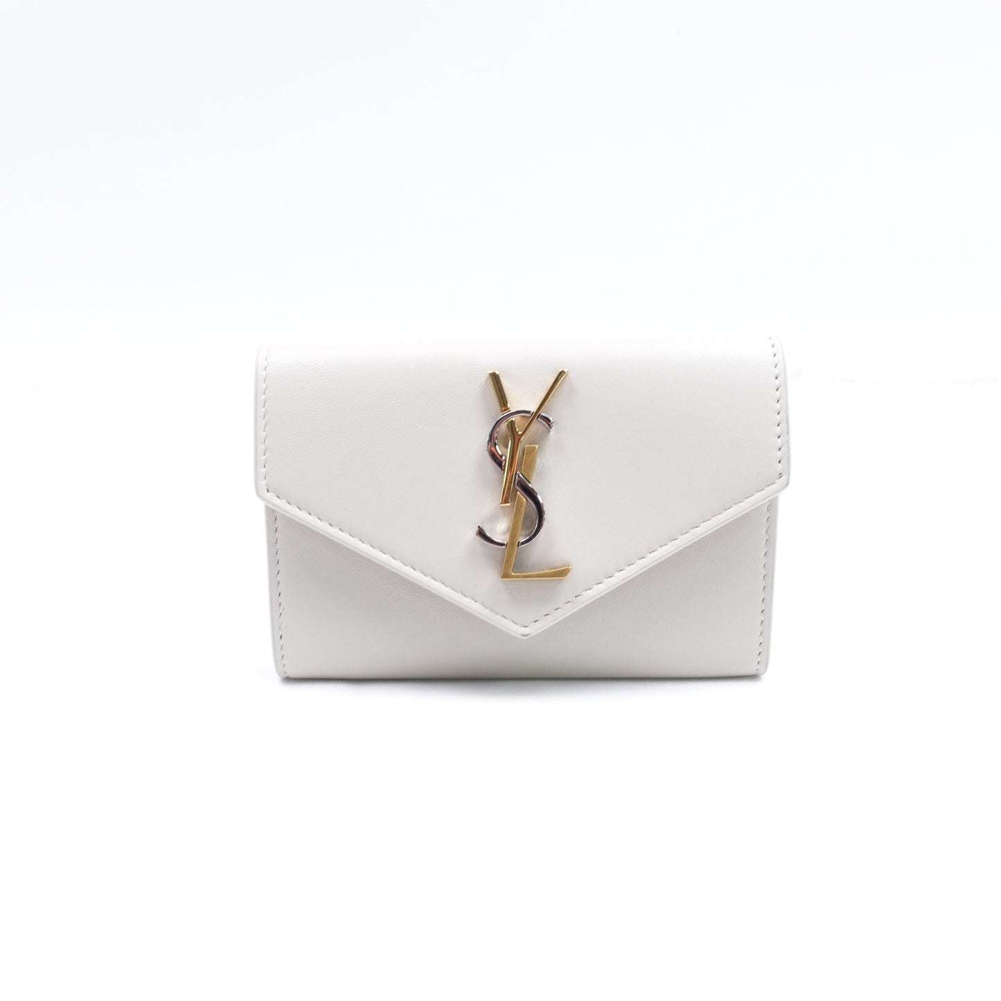 Pre-owned Saint Laurent White Calfskin Wallet