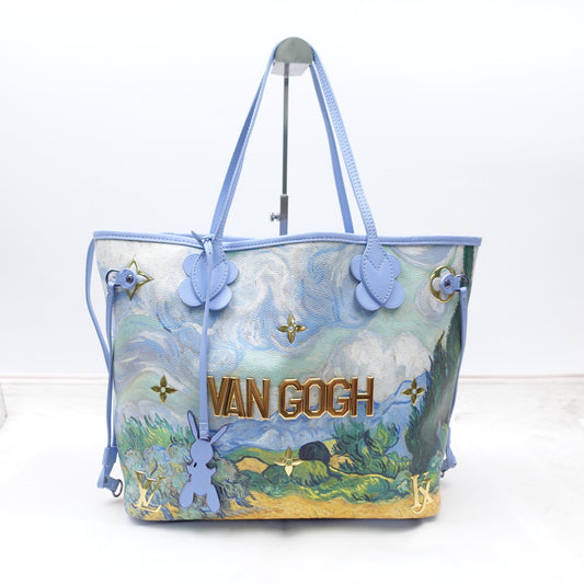 Pre-owned Louis Vuitton Neverfull MM Blue Calfskin Tote Bag