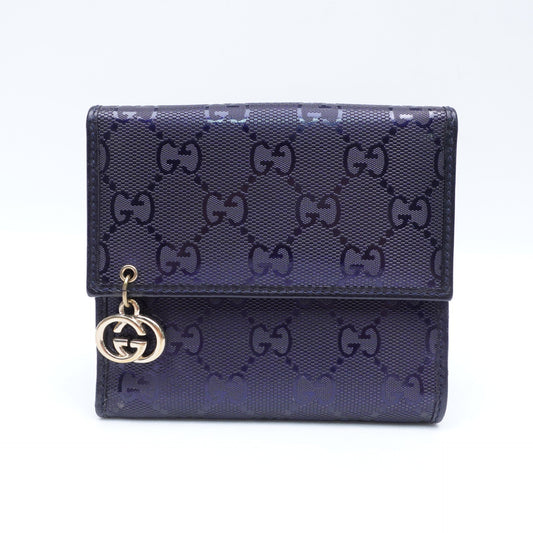 Pre-owned Gucci Imprime Monogram GG Blue Coated Canvas Wallet