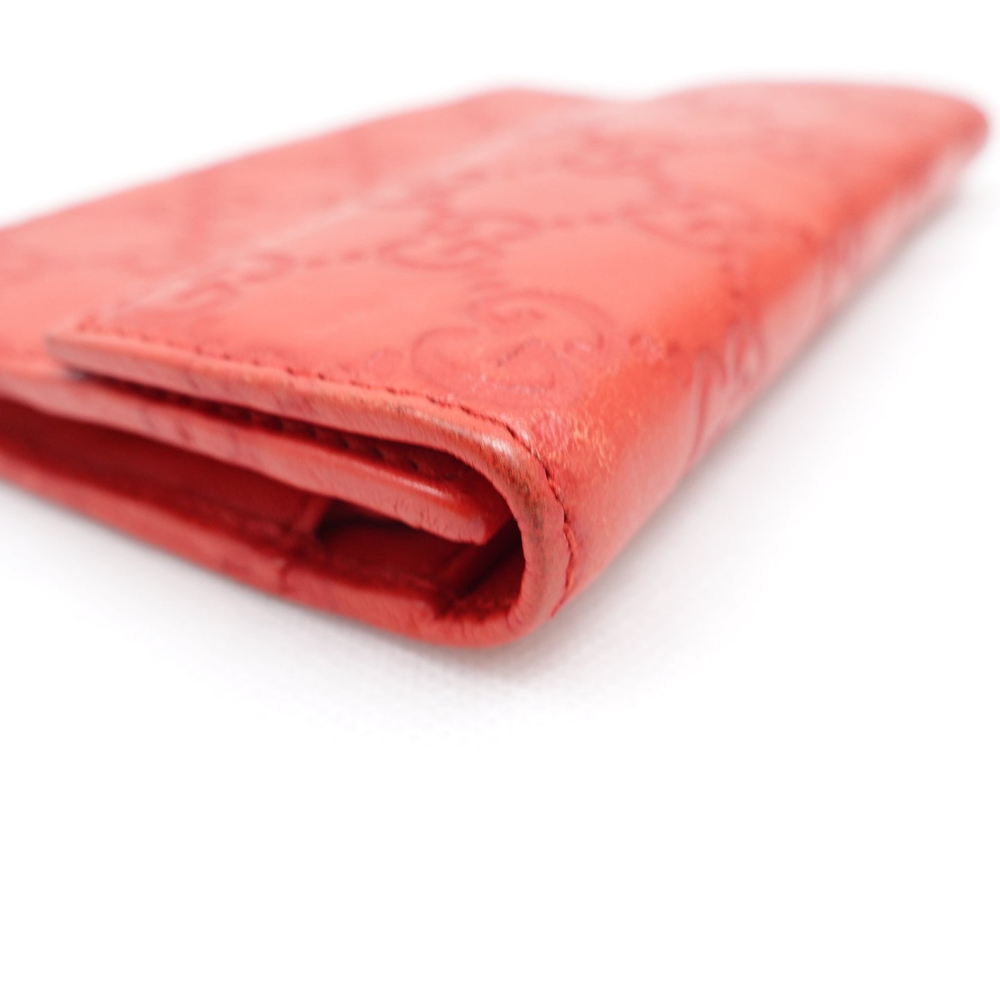 Pre-owned Gucci Inprint Red Calfskin Short Wallet