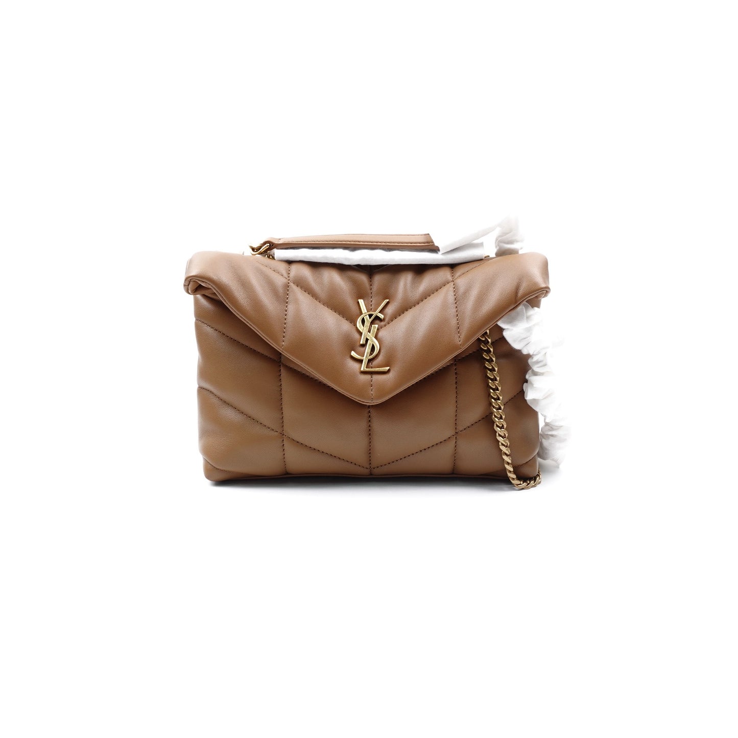Pre-owned Saint Laurent Puffer Mini Brown Lambskin Shoulder Bag