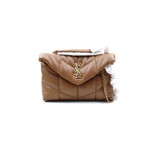 Pre-owned Saint Laurent Puffer Mini Brown Lambskin Shoulder Bag