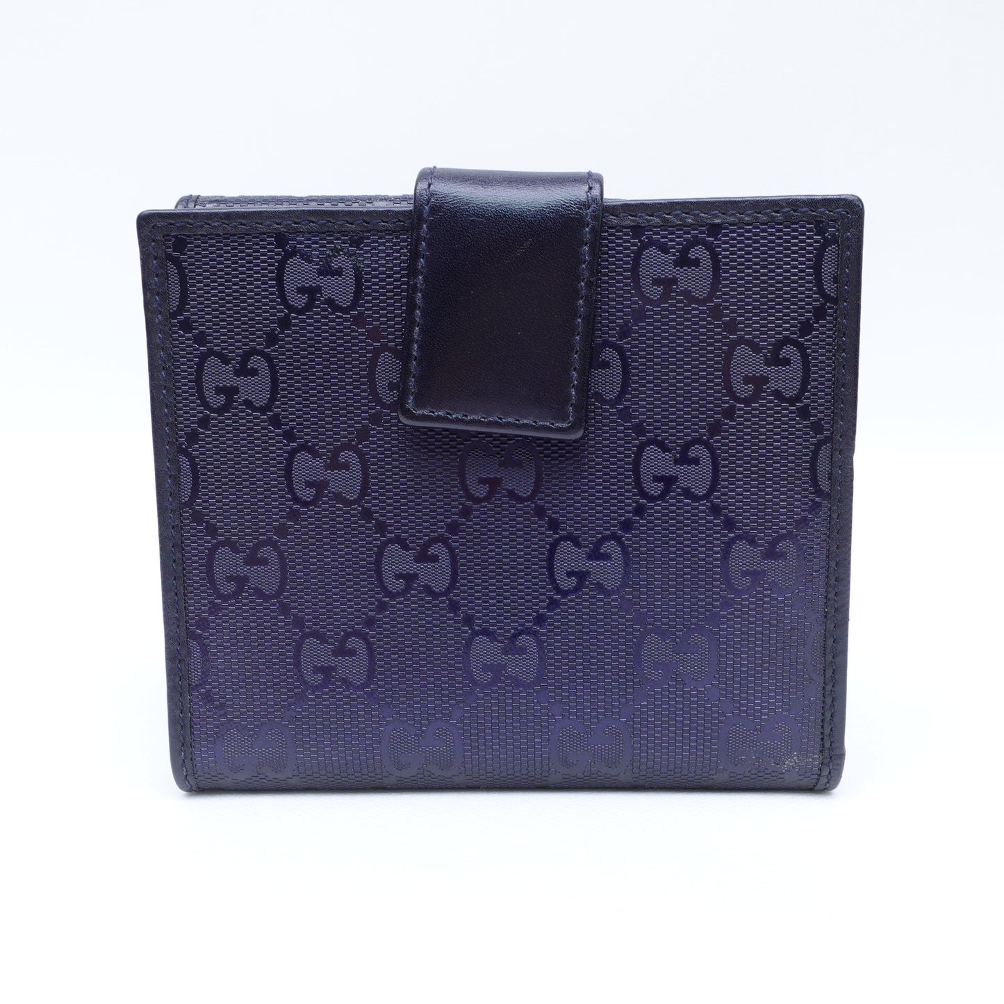 Pre-owned Gucci Imprime Monogram GG Blue Coated Canvas Wallet
