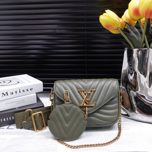 Pre-Owned Louis Vuitton New Wave Olive Green Calfskin Shoulder Bag