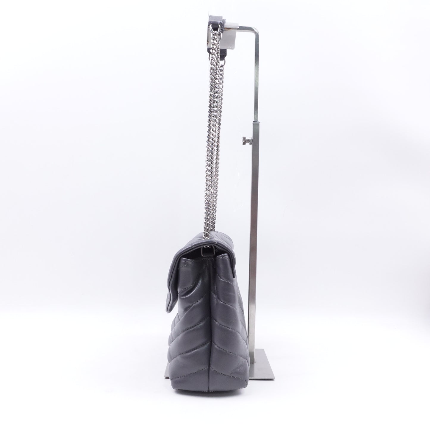 Pre-owned Saint Laurent Loulou Small Grey Calfskin Shoulder Bag