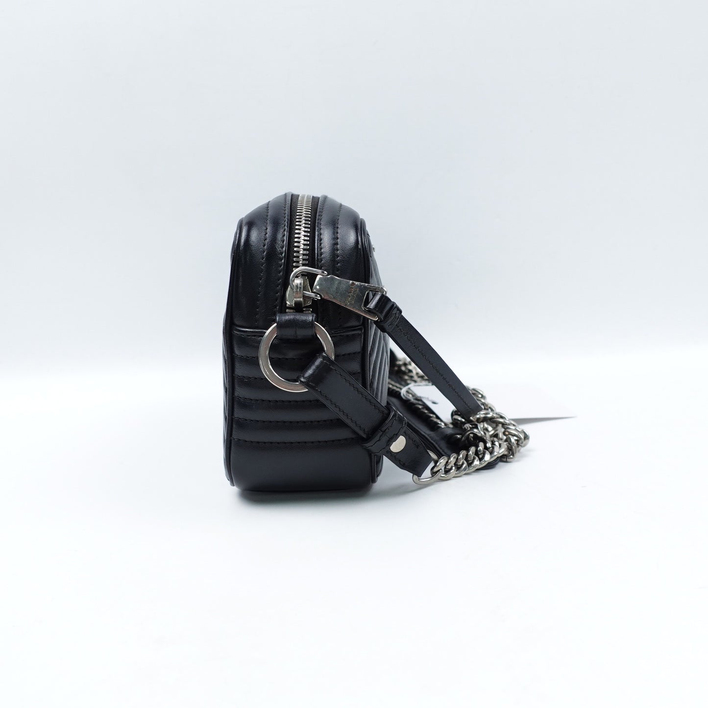 Pre-owned Prada Diagramme Black Calfskin Shoulder Bag T10312824