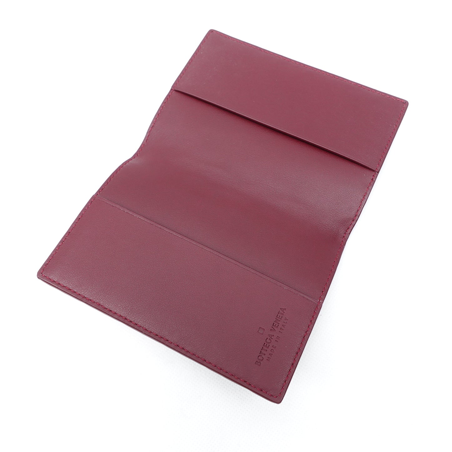 Pre-owned Bottega Veneta Burgundy Lambskin Passport Holder