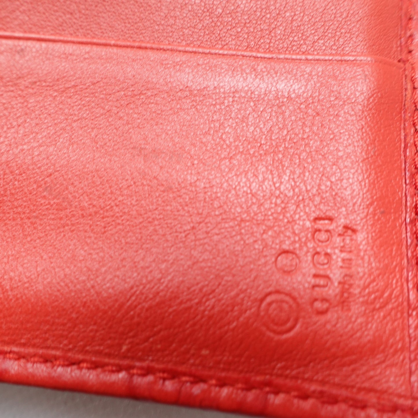 Pre-owned Gucci Inprint Red Calfskin Short Wallet