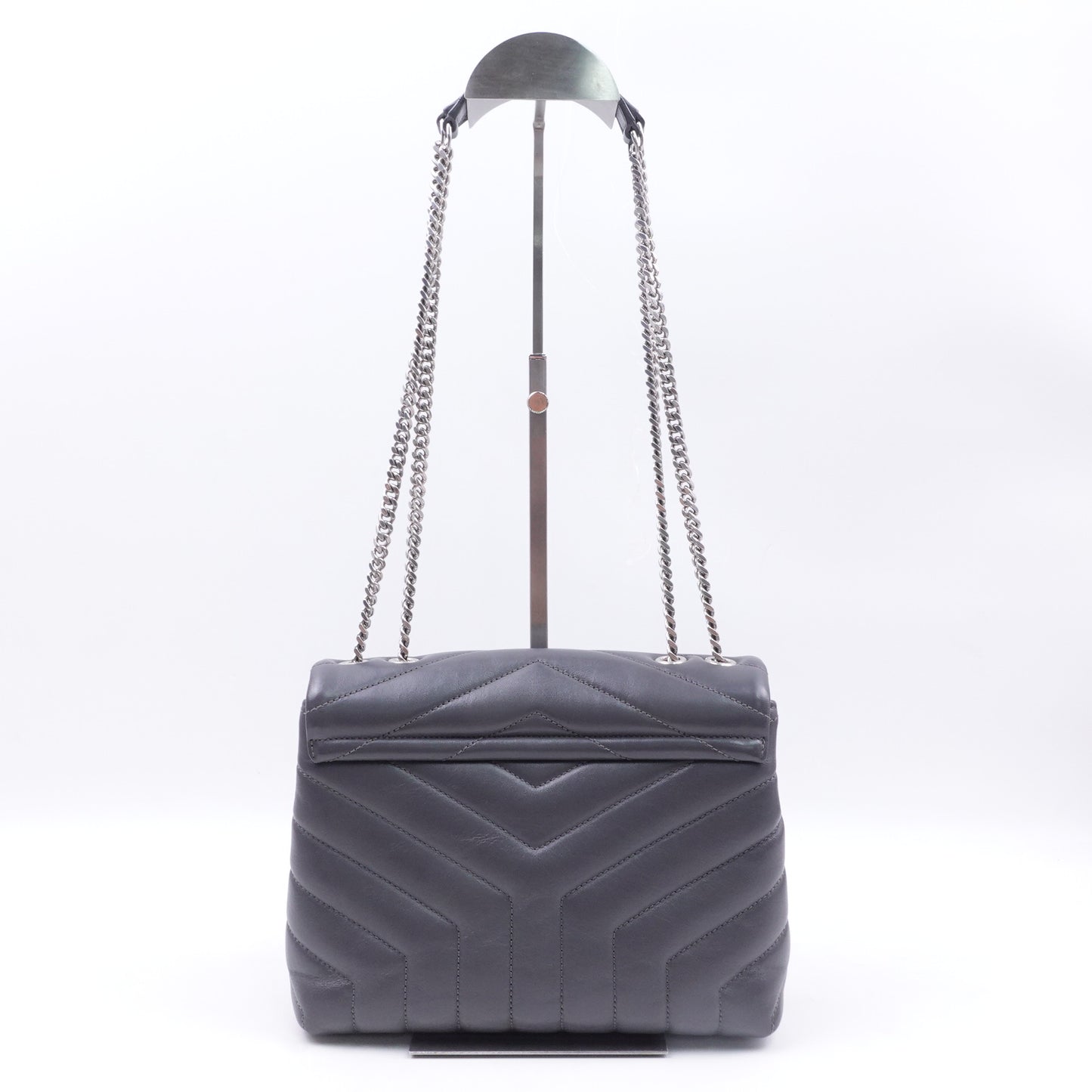 Pre-owned Saint Laurent Loulou Small Grey Calfskin Shoulder Bag