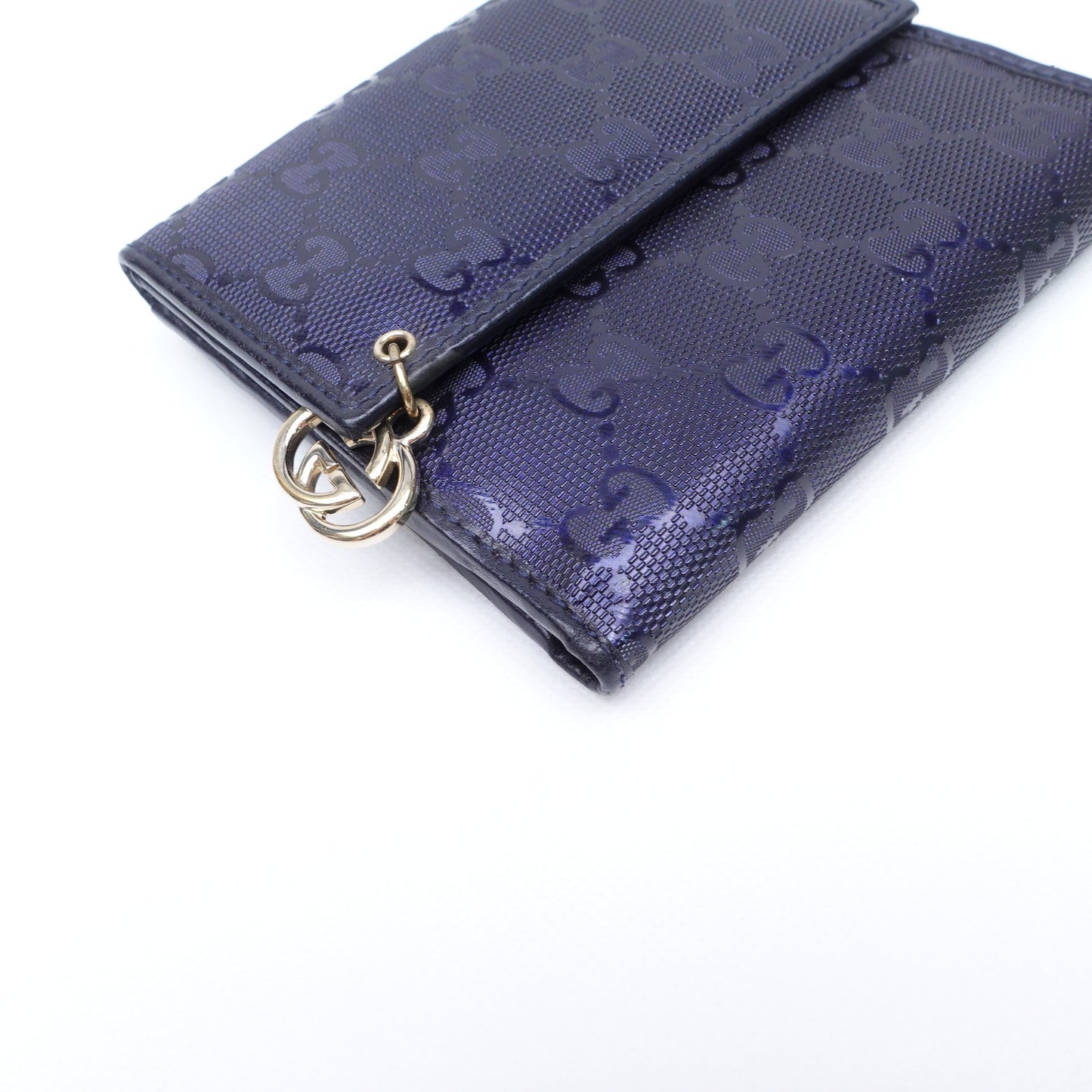 Pre-owned Gucci Imprime Monogram GG Blue Coated Canvas Wallet