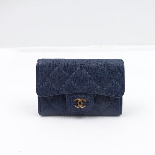 Pre-owned Chanel Classic Flap Blue Calfskin Short Wallet