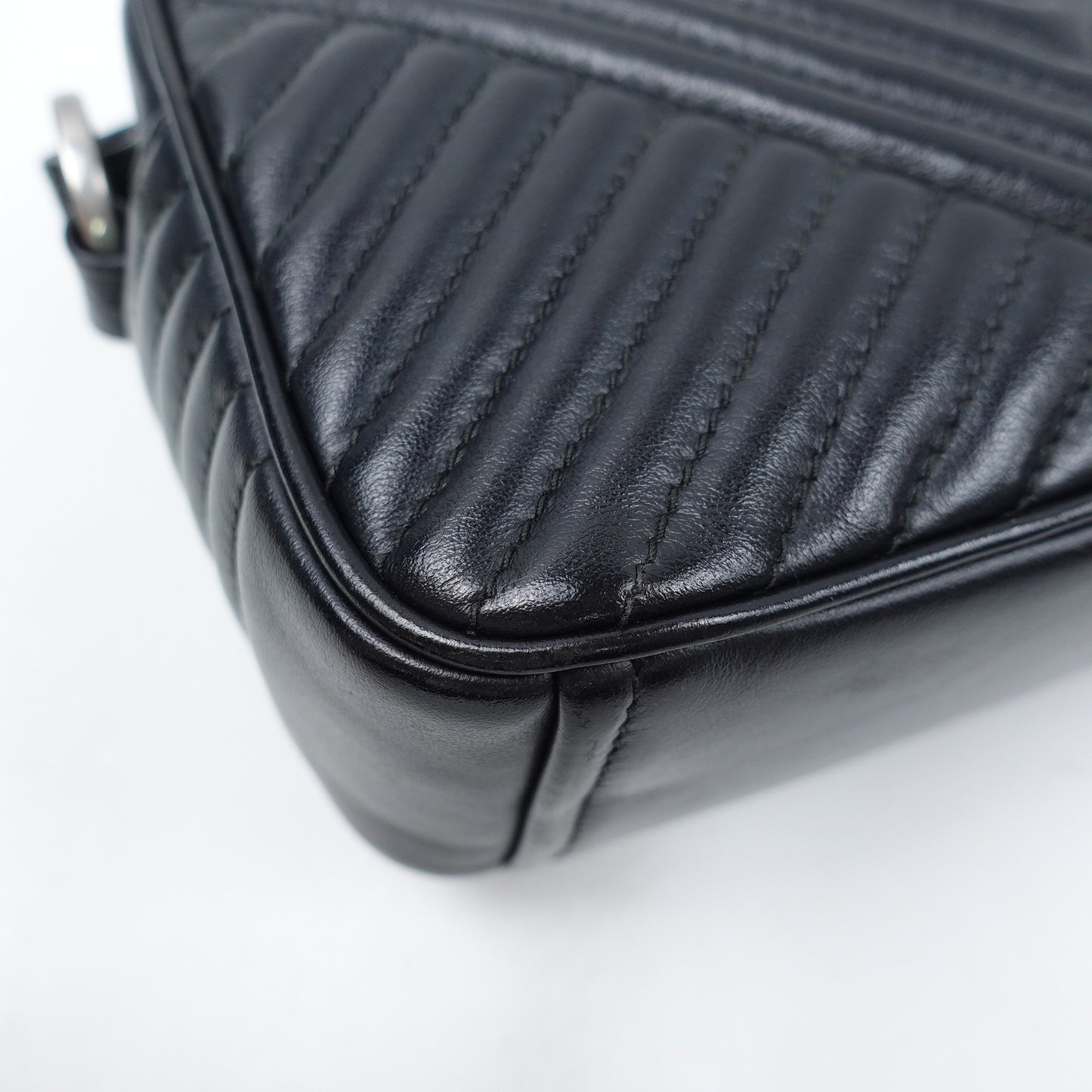 Pre-owned Prada Diagramme Black Calfskin Shoulder Bag T10312824