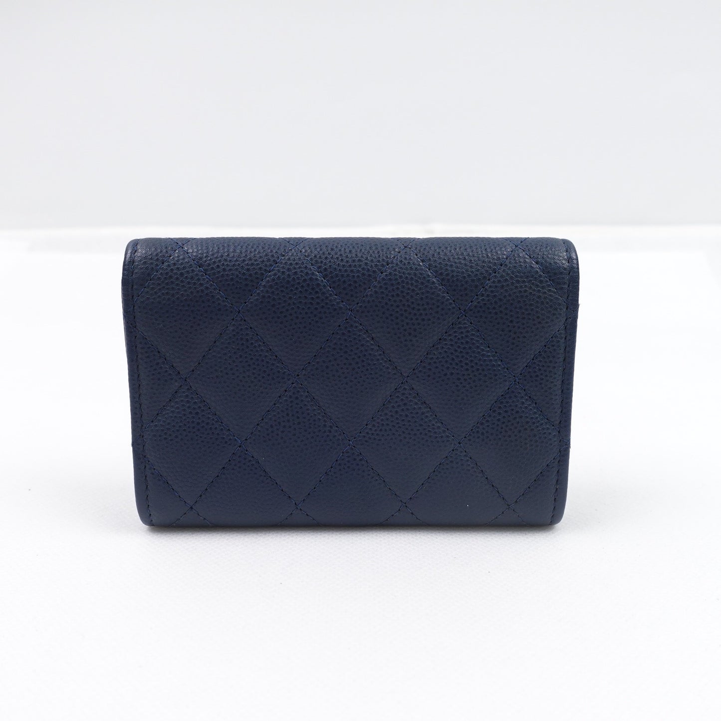 Pre-owned Chanel Classic Flap Blue Calfskin Short Wallet