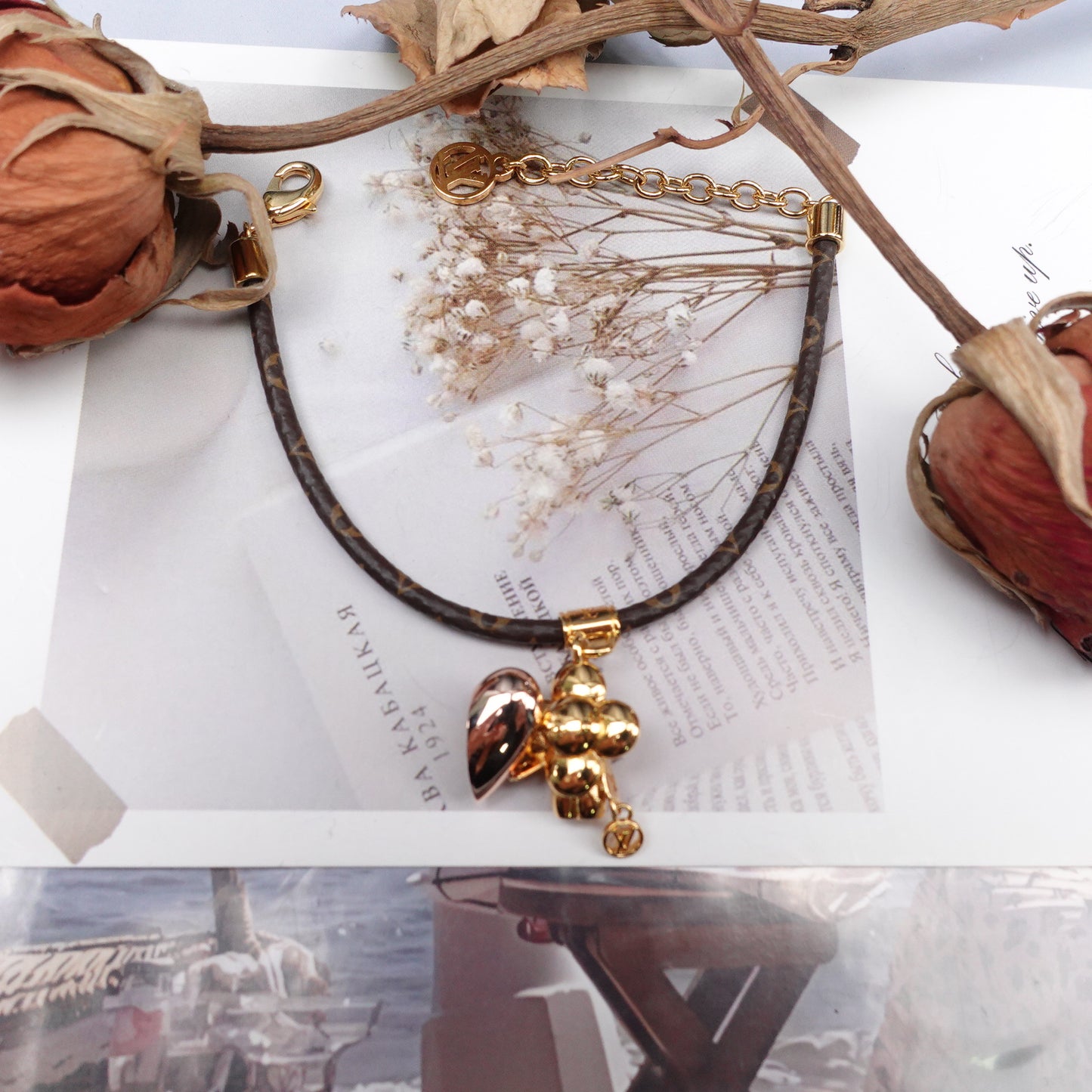 Pre-Owned Louis Vuitton Monogram&Gold Tone Coated Canvas Bracelet