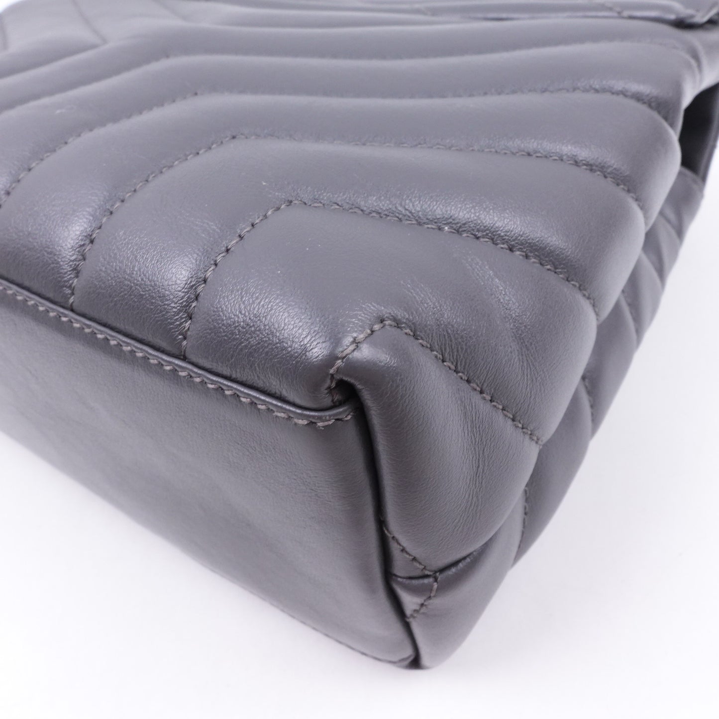 Pre-owned Saint Laurent Loulou Small Grey Calfskin Shoulder Bag