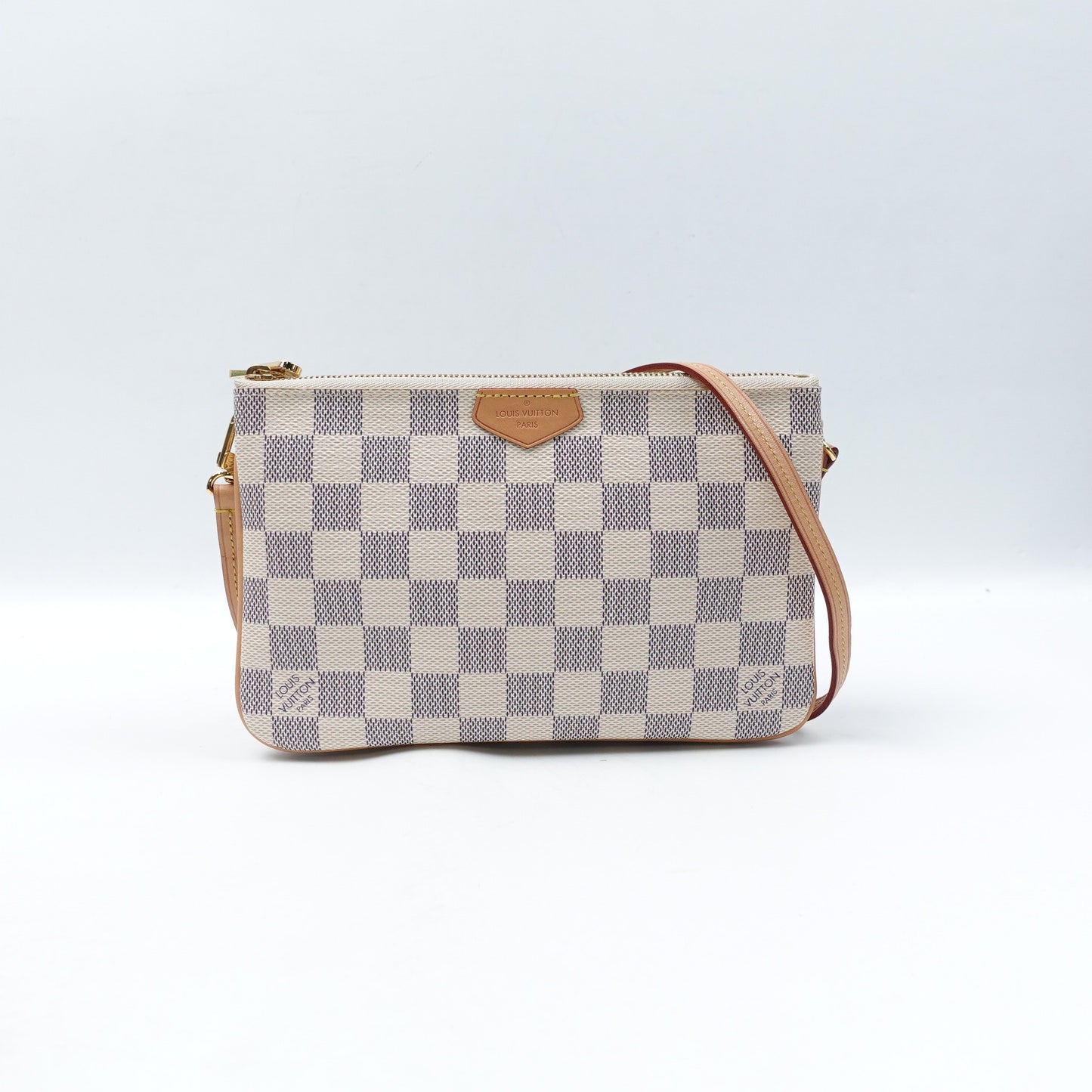 Pre-Owned Louis Vuitton Pochette Double Zip Damier Azur Coated Canvas Shoulder Bag T10315584