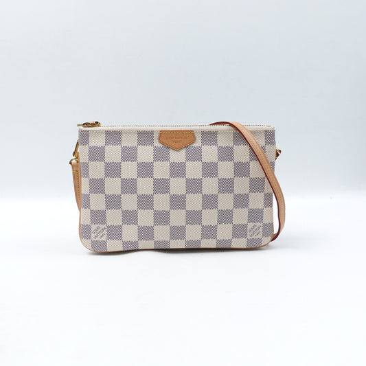 Pre-Owned Louis Vuitton Pochette Double Zip Damier Azur Coated Canvas Shoulder Bag T10315584