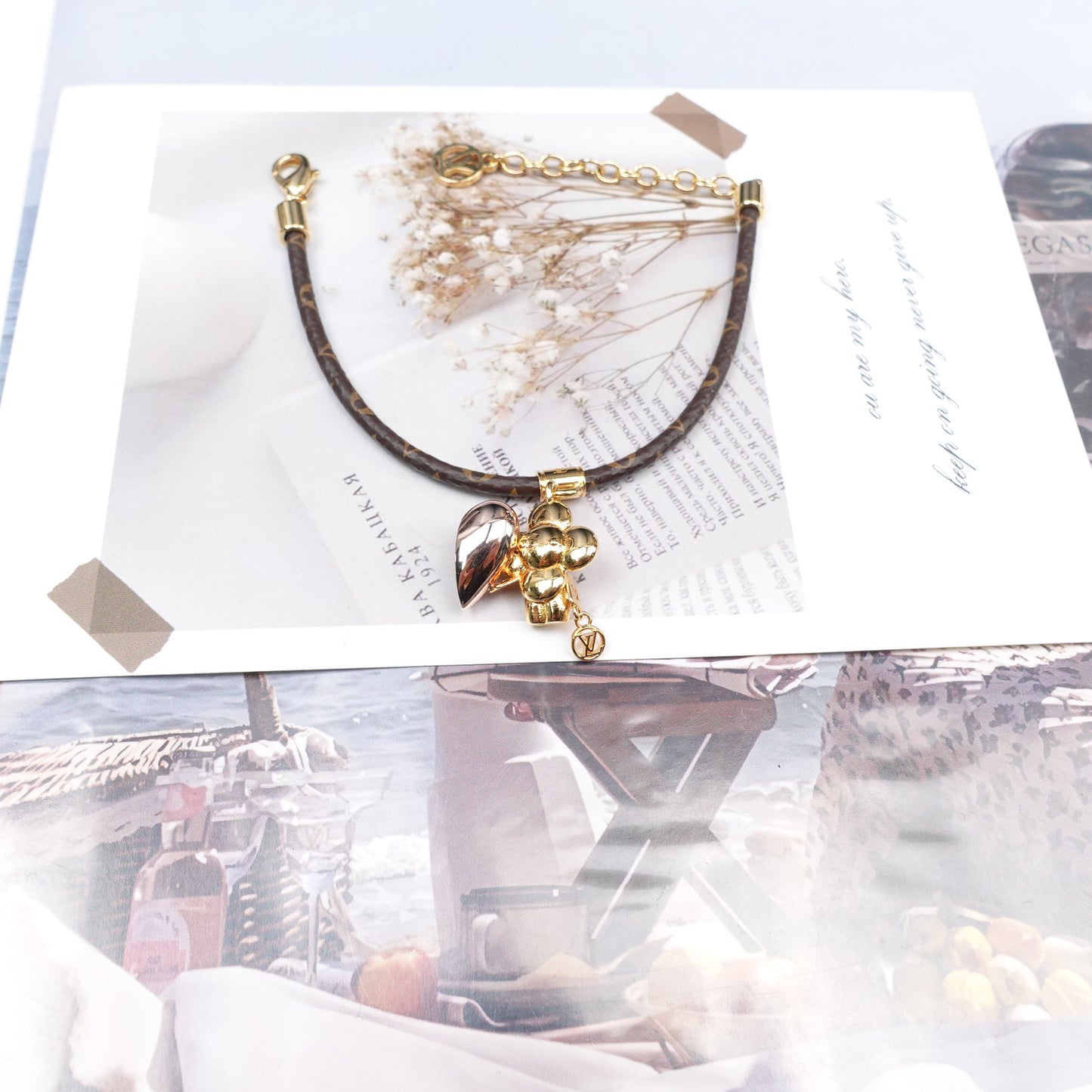 Pre-Owned Louis Vuitton Monogram&Gold Tone Coated Canvas Bracelet