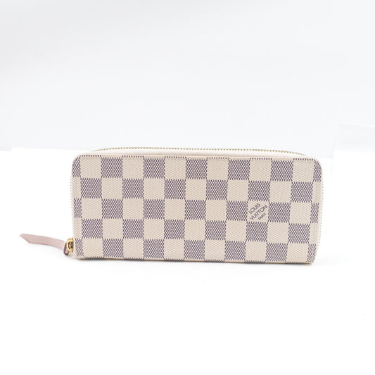 Pre-owned Louis Vuitton Clemence Damier Azur Coated Canvas Long Wallet