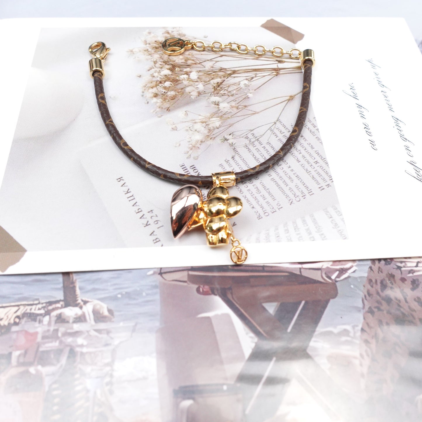 Pre-Owned Louis Vuitton Monogram&Gold Tone Coated Canvas Bracelet