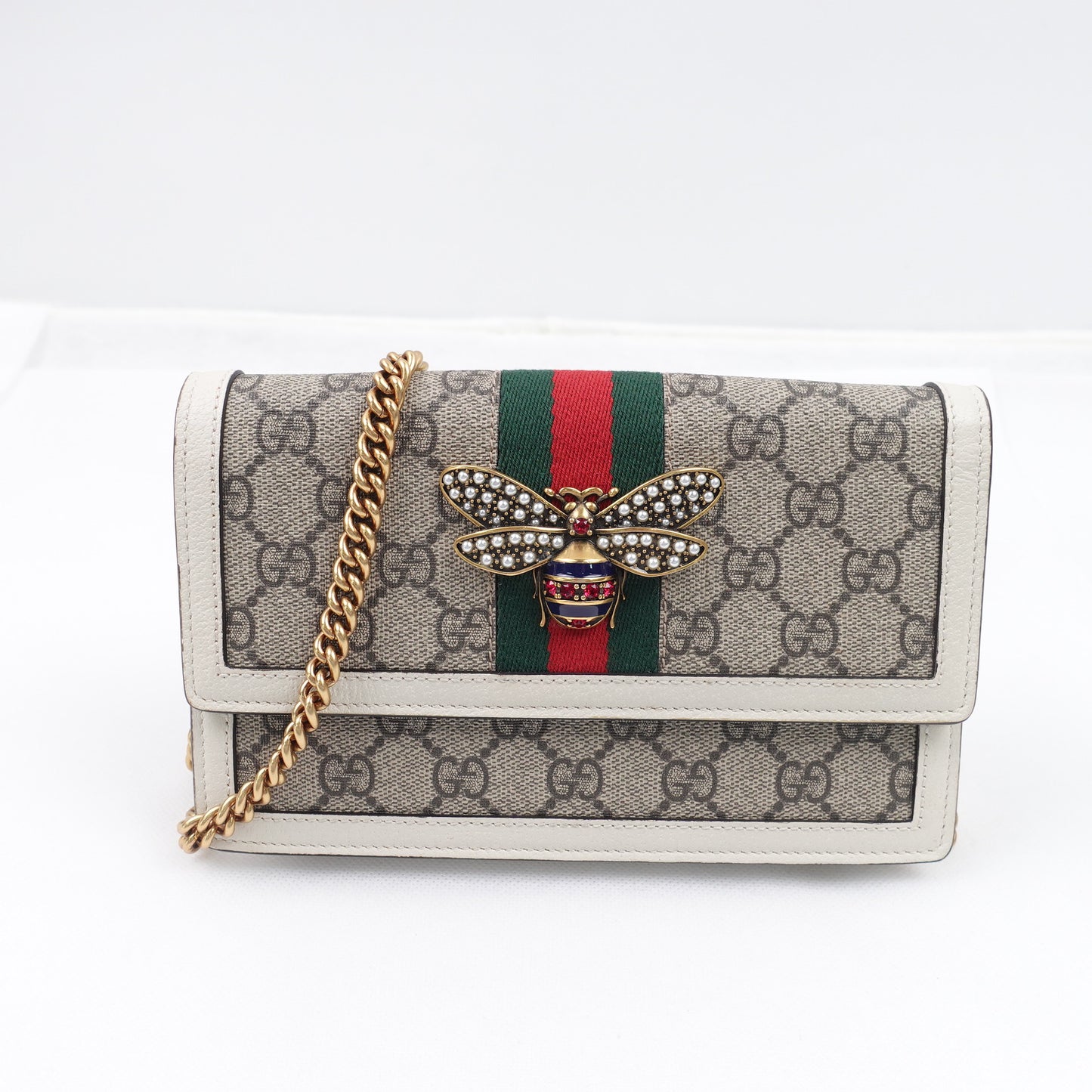 Pre-Owned Gucci Queen Margaret WOC Monogram Coated Canvas&Calfskin Shoulder Bag