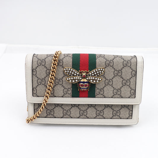 Pre-Owned Gucci Queen Margaret WOC Monogram Coated Canvas&Calfskin Shoulder Bag