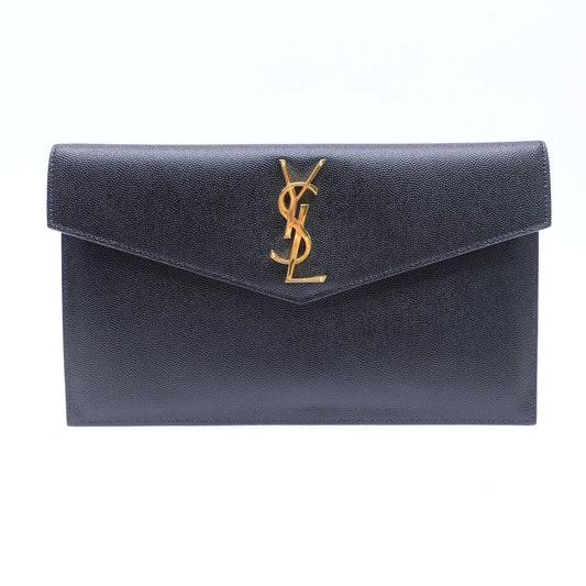 Pre-owned Saint Laurent Uptown Black Calfskin Clutch