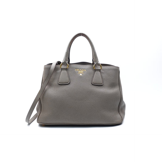 Pre-Owned Prada Grey Calfskin Tote Bag