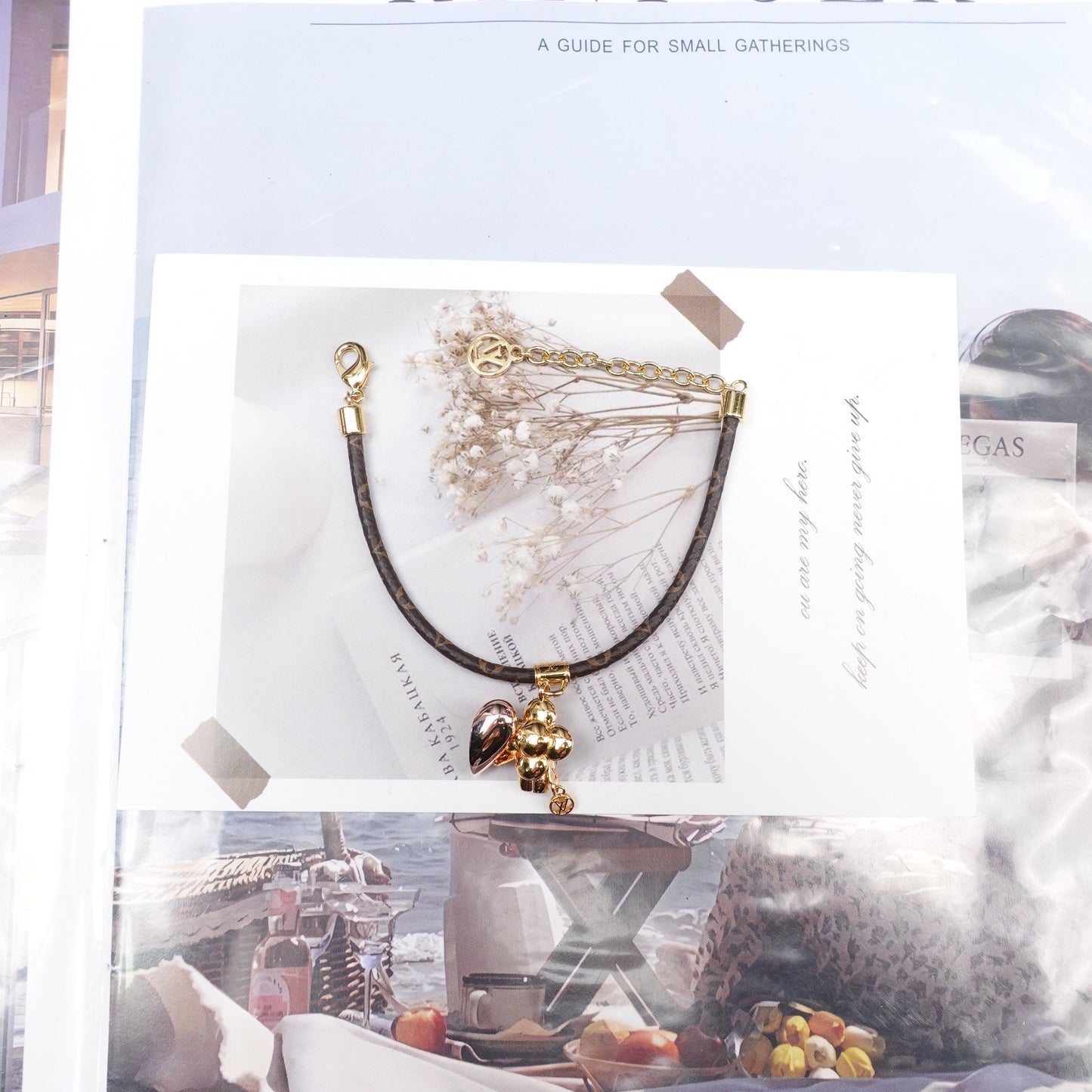 Pre-Owned Louis Vuitton Monogram&Gold Tone Coated Canvas Bracelet