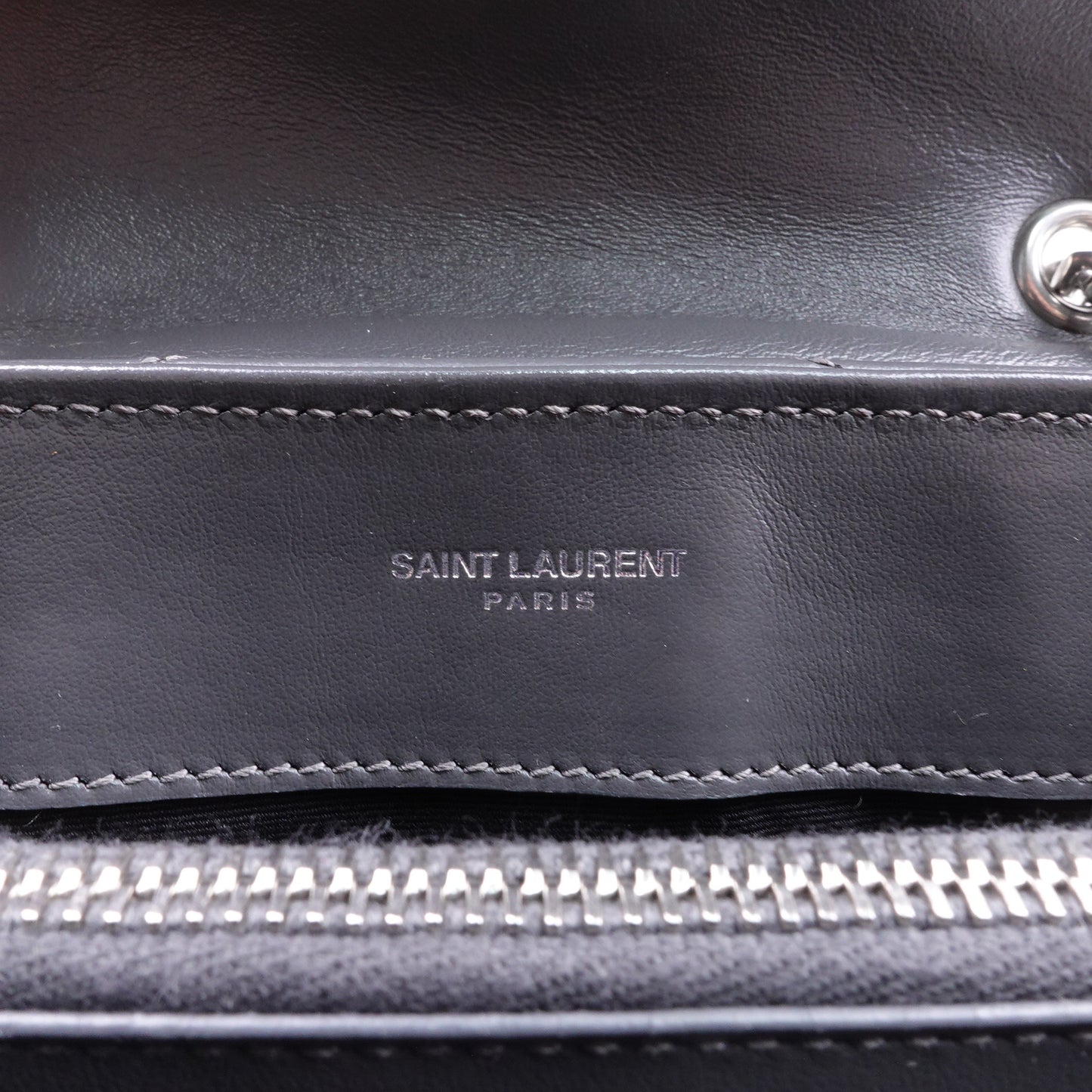 Pre-owned Saint Laurent Loulou Small Grey Calfskin Shoulder Bag