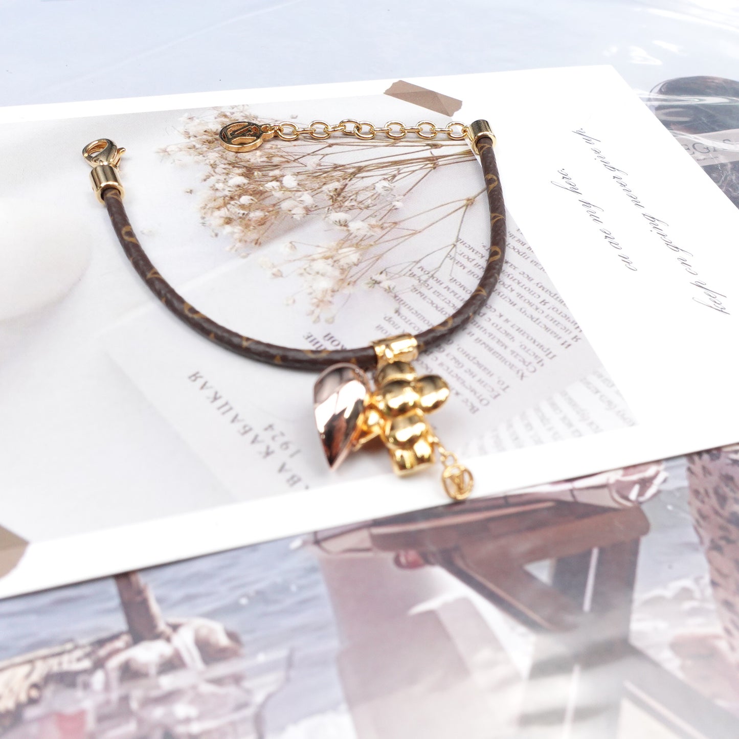 Pre-Owned Louis Vuitton Monogram&Gold Tone Coated Canvas Bracelet