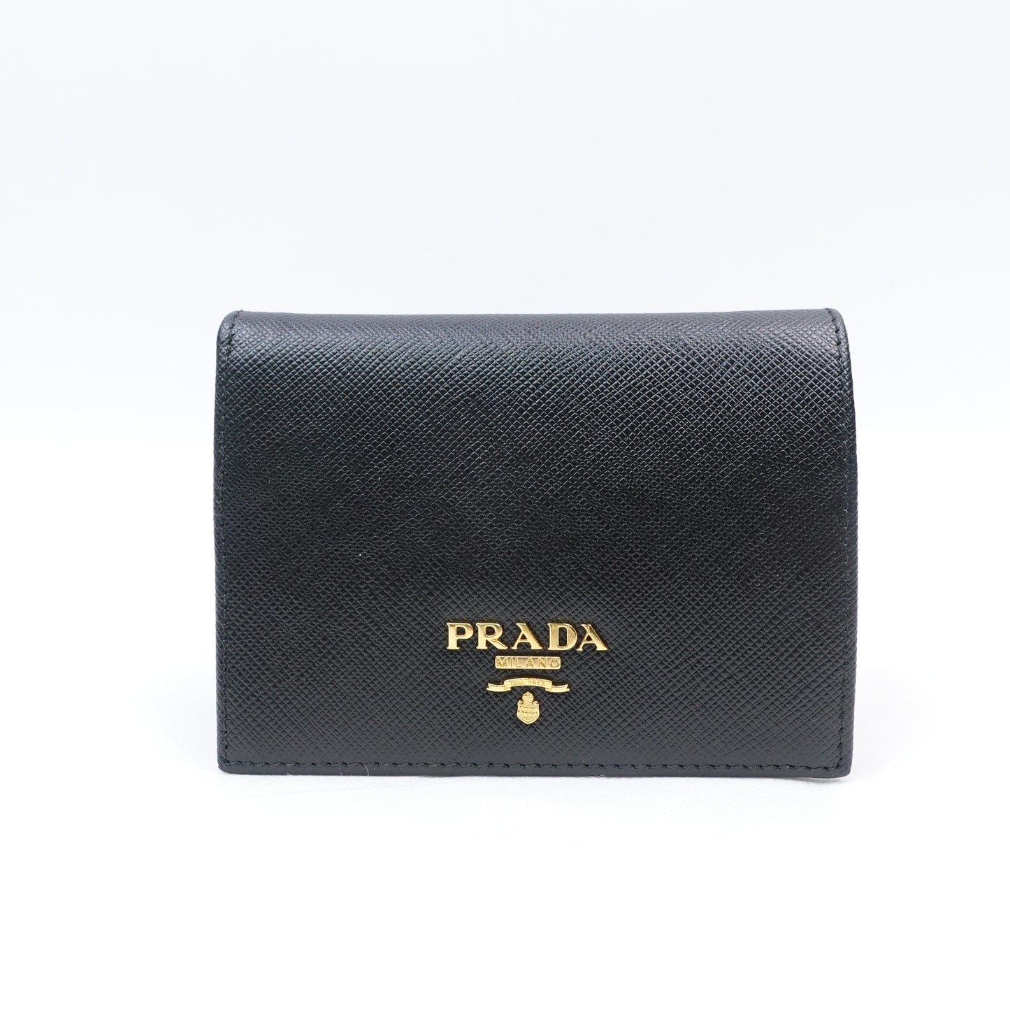 Pre-owned Prada Black Calfskin Short Wallet