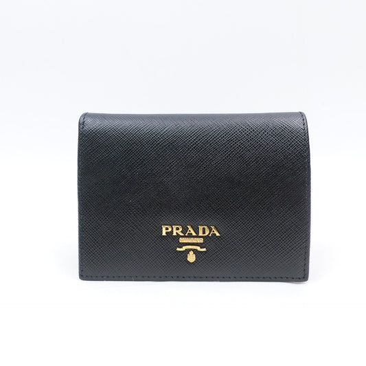 Pre-owned Prada Black Calfskin Short Wallet