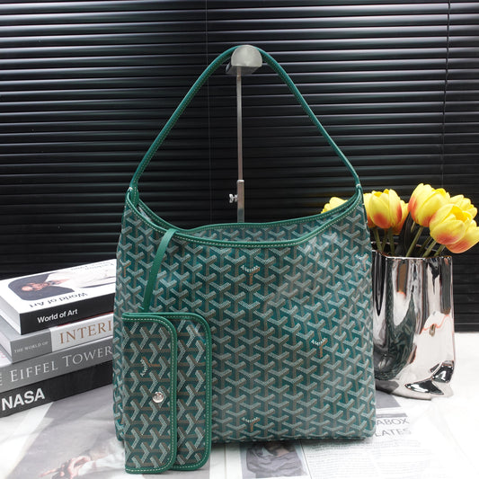 Goyard Goyardine Boheme W/Pouch Green Coated Canvas Hobo Bag