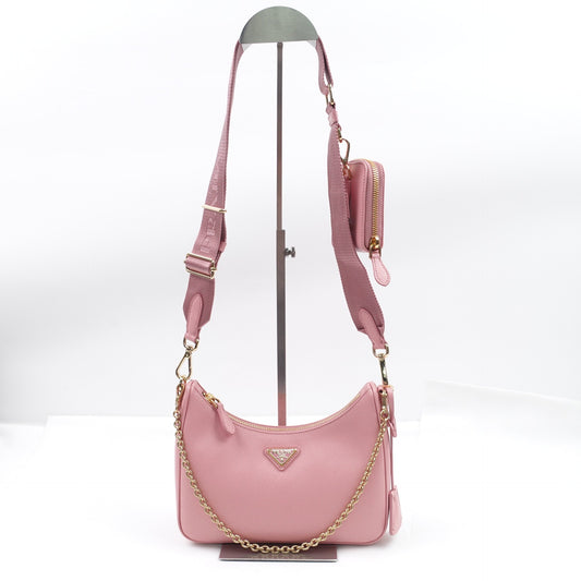 Pre-owned Prada Re-Edition 2005 Pink Calfskin Hobo T10308803
