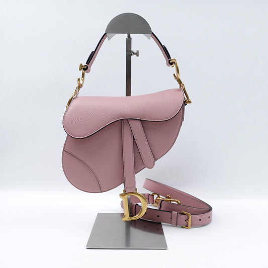 Pre-owned Dior Saddle Mini Pink Calfskin Shoulder Bag