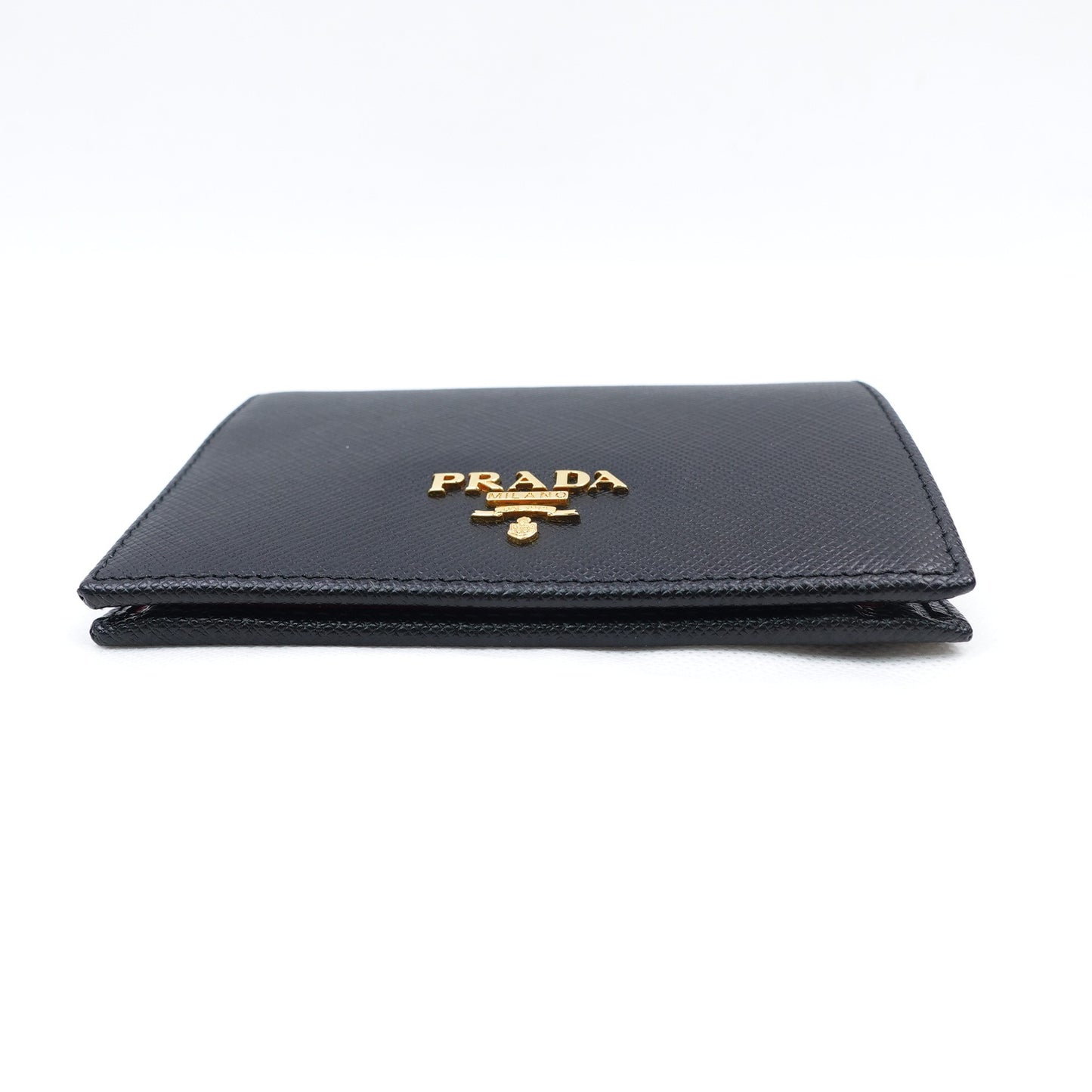 Pre-owned Prada Black Calfskin Short Wallet