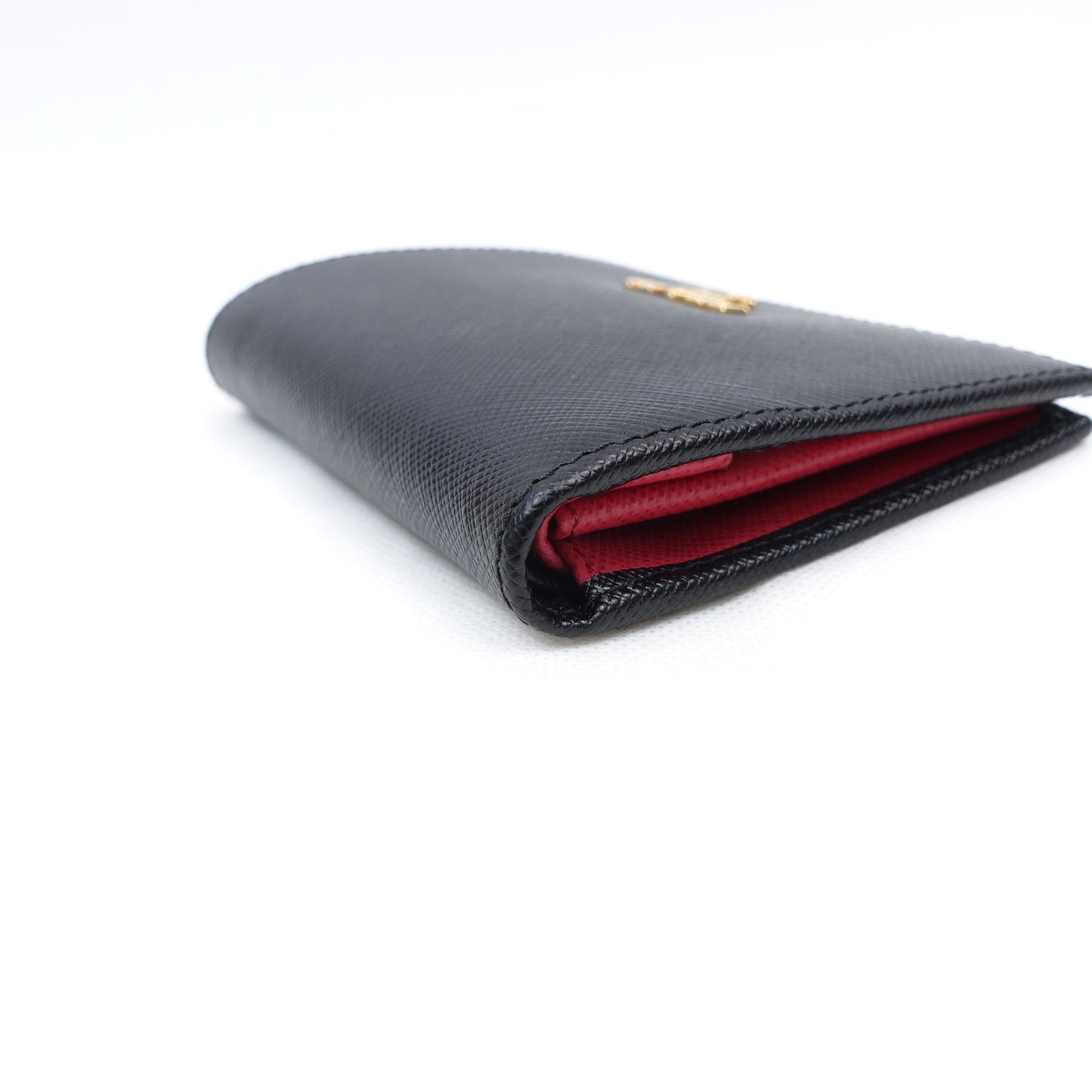 Pre-owned Prada Black Calfskin Short Wallet