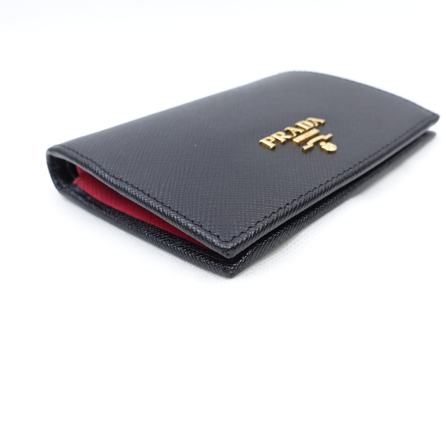Pre-owned Prada Black Calfskin Short Wallet