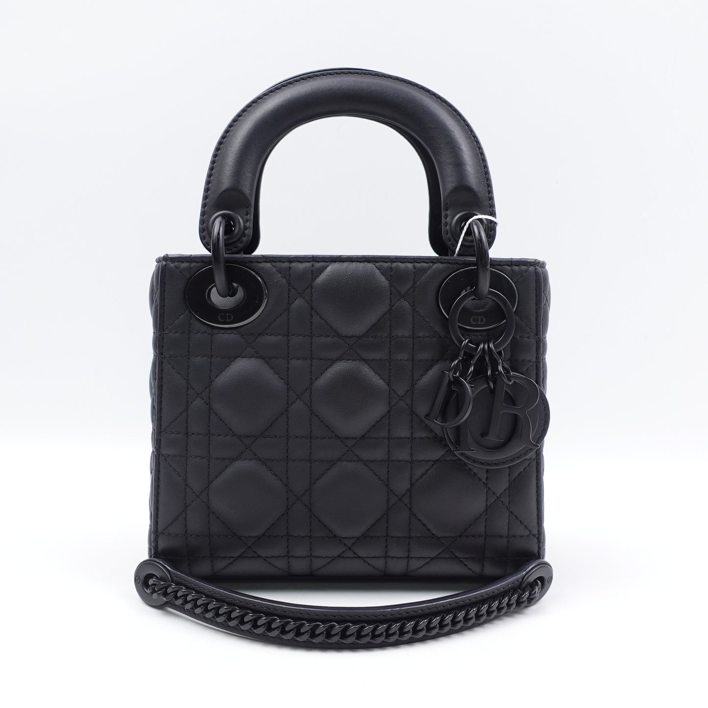 Pre-owned Dior Lady Mini Matte Black Calfskin Crossbody Bag