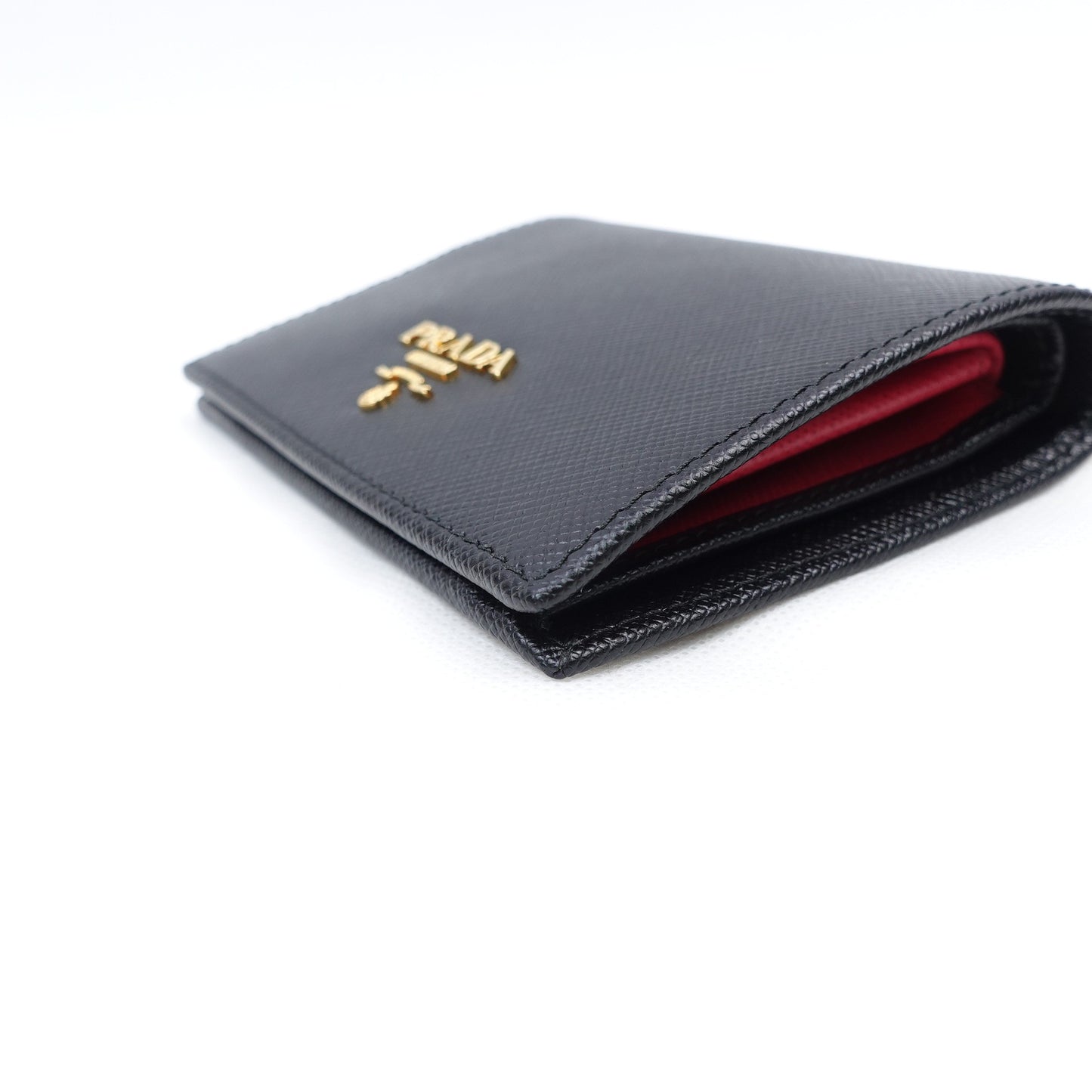 Pre-owned Prada Black Calfskin Short Wallet