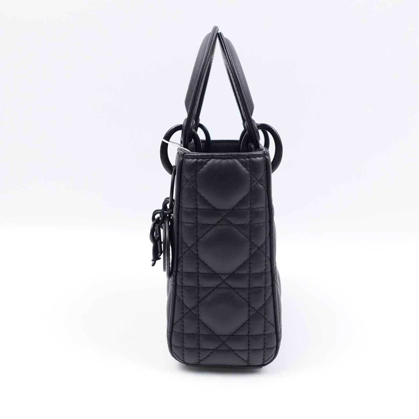 Pre-owned Dior Lady Mini Matte Black Calfskin Crossbody Bag