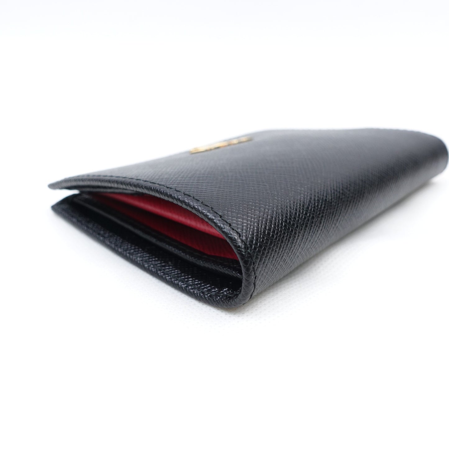 Pre-owned Prada Black Calfskin Short Wallet