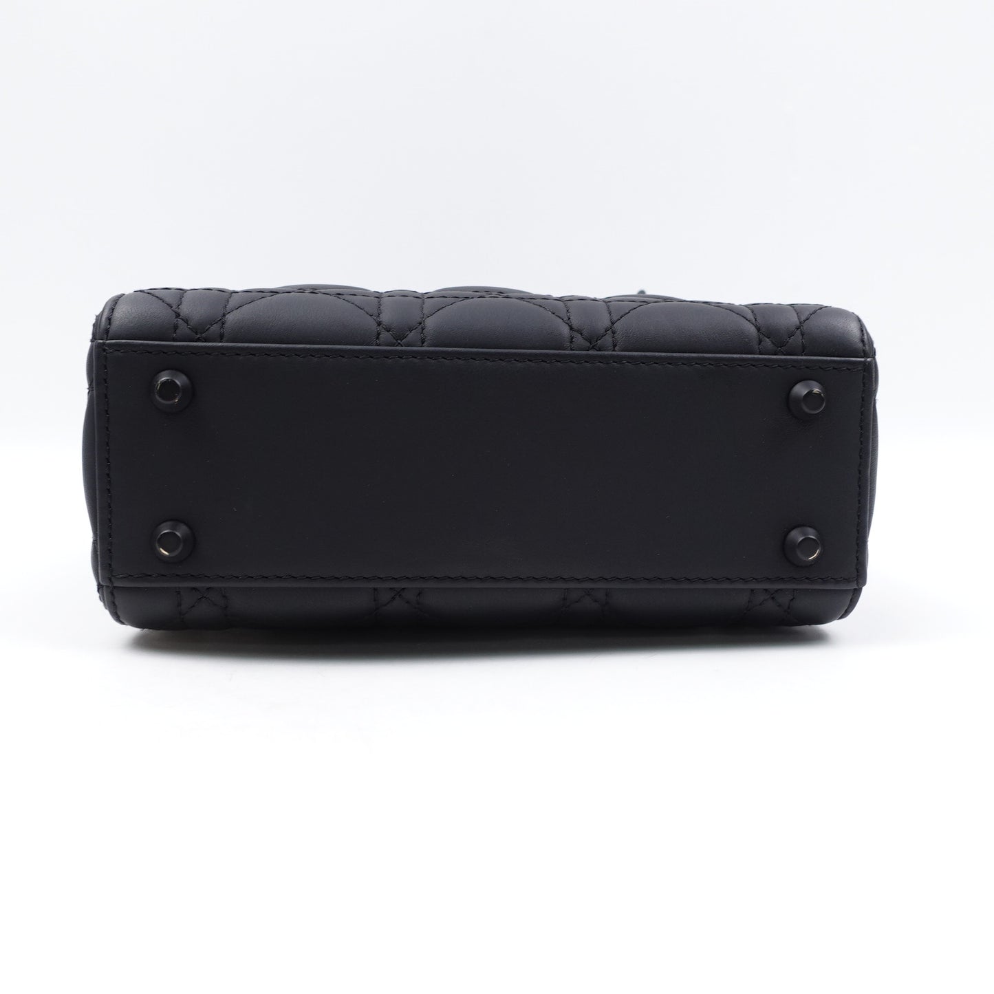 Pre-owned Dior Lady Mini Matte Black Calfskin Crossbody Bag