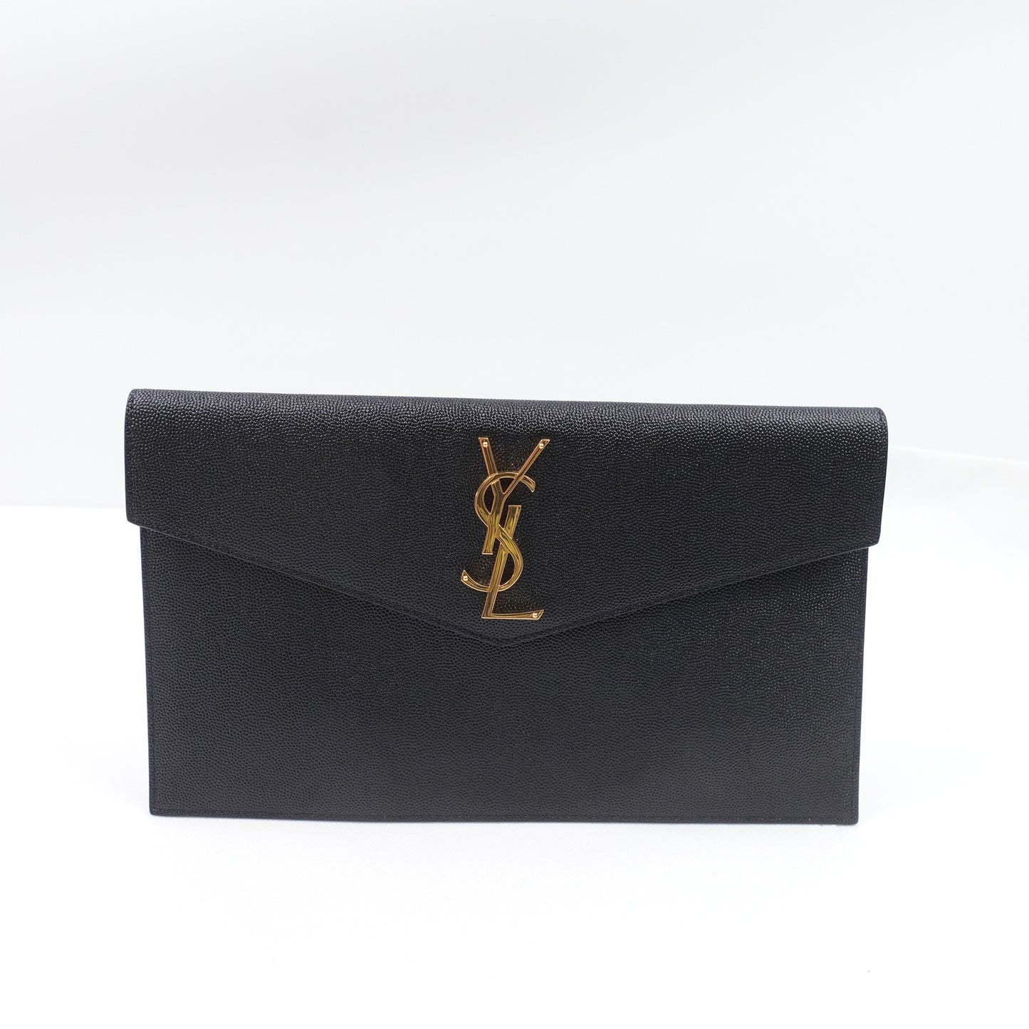Pre-owned Saint Laurent Cassandra Black Calfskin Clutch